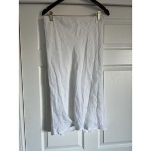 MADE IN ITALY Sz 44 (US Sz 8) 100% Linen SKIRT White Knee Length